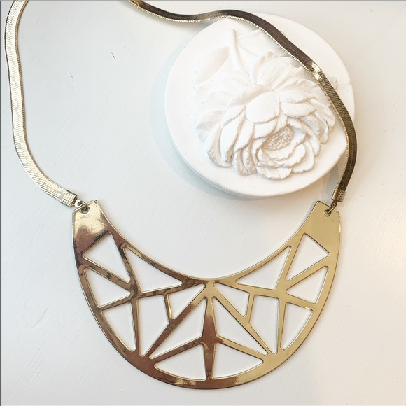 Geometric Gold Bib Necklace - Picture 1 of 3